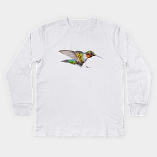 Ruby-throated Hummingbird Kids Long Sleeve T-Shirt